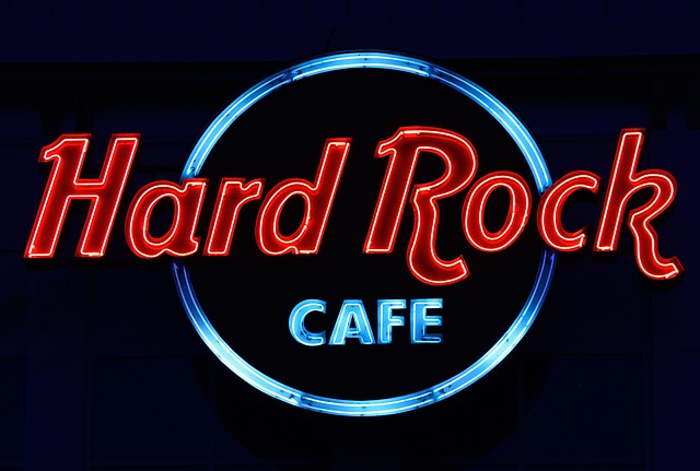 světelná reklama, hard rock café